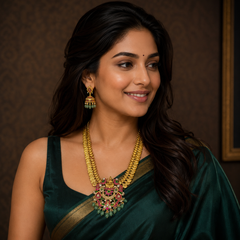 Kashu Mala with Lakshmi Pendent in Kundan - KH00177