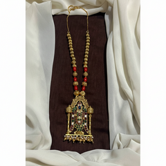 Coral Haram With Meenakshi Amman Pendant - PB00636