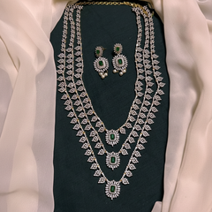 3 Layer White Stone Leaf Haram in Diamond - DH0043