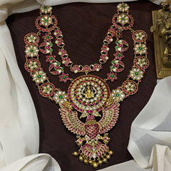 Grand Layered Jadau Set With Gandaberunda Pendant - KH00420