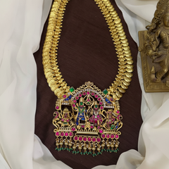 Shivaparivar Jadau Pendant With Kasu Haram - KH00419