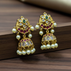 Moon Pattern CZ Kempu Jhumki - NE00637