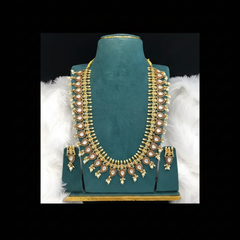 Kempu Long Mango Haram With Pearls - NH00408