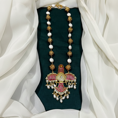 Baroque Pearls with Nakshi Balls and Jadau Gandaberunda Pendant - PB00565