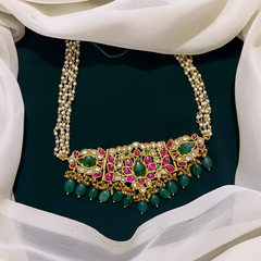 Beautiful Antique finish Choker with pearls in Jadav - KN00143