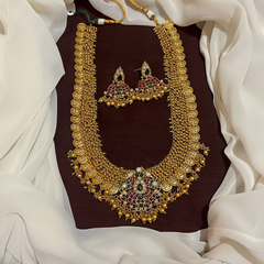 Kaasu Long Haram With Lotus Kempu Pendant - NH00181