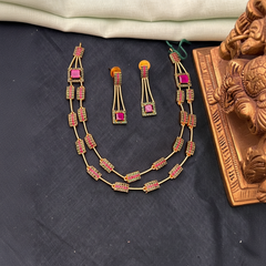 Double Layer Necklace In Nakshi - NN00819