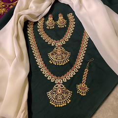 Beautiful Ruby Mango Bridal Set in Nakshi - BR0047