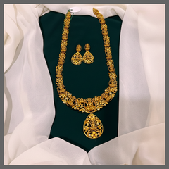 Beautiful Flower With Lakshmi Haram In Nakshi - NH00194