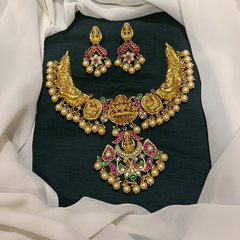 Nakshi Jadau Short Necklace with Earrings - KN00607