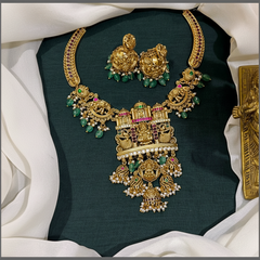 Beautiful Temple Design Lakshmi Kundan Necklace - KN00546