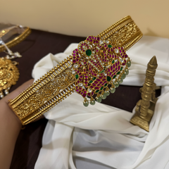 Nakshi Waist Belt With Jadau Pendant - WB0029