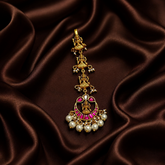 Ruby Jadau Stone Lakshmi Maang Tika - HA0014