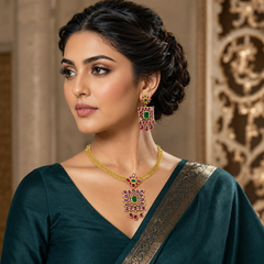 Kempu CZ Pendant and Earrings With Nanu - NN00863