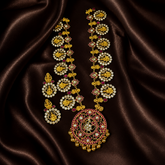 Jadau Lakshmi Long Haram With Jadau Stone Pendant - KH00430