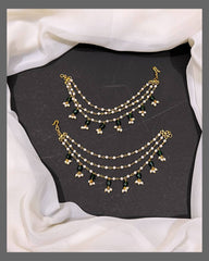 3 Layer white pearl and Emerald pearl Matilu in Kundan - MT0057