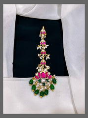 Ruby Lotus Maang Tikka - HA0042