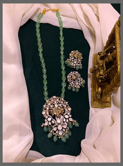 Green pearl Haram with Lord Ganesh Victorian Penend - PB00177