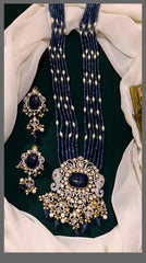 Dark Blue Pearl with Victorian pendent - PB00140