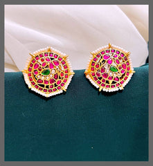 Ruby with Pearl Peacock in Kundan - KE00372
