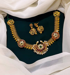 Chand bali Pendent with Butto Necklace in Nakshi - NN00253
