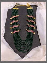 Emerald Pearl with Small Peacock Side Pendent - PB0068