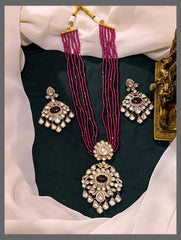 Pink Pearl Haram with Victorian Pendent - PB00203