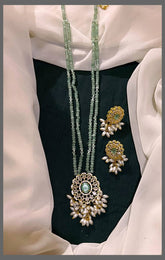 Mint and Rice pearl Haram with Victorian Pendent - PB00223
