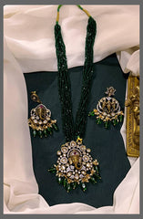 Beautiful Crystal Pearl Haram with Lord Ganesh Pendent - PB00216