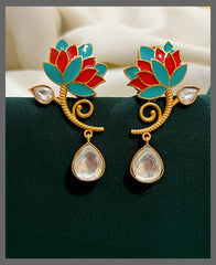 Lotus Earring in Kundan - KE00398