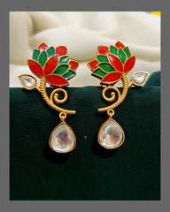 Lotus Earring in Kundan - KE00398