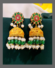 Beautiful Lotus Jhumki in Kundan - KE00392