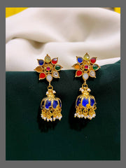 Multi Jhumki Earring in Kundan - KE00379