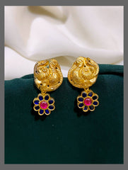 Peacock Stud Earring in Kundan - KE00393