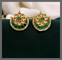 Flower Chand Bali Stud Earring in Kundan - KE00408