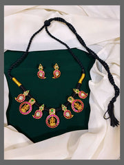 Beautiful Lakshmi and Mango Necklace in Black Dori - BD0041