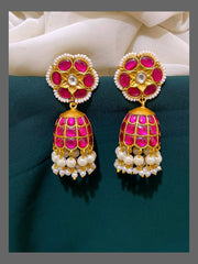 Beautiful Ruby Jhumki Earring in Kundan - KE00427