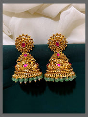 Beautiful Antique Gold Replica Earring in Nakshi - NE00353