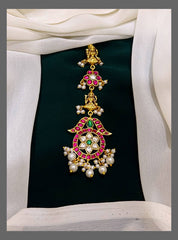 Beautiful Lakshmi Maang Tikka with Flower Small Pendent - HA0045