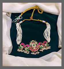 White Pearl Necklace in Kundan - PB0075