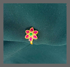 Flower Nose Ring In Kundan - NR0013