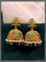 Beautiful Detailed Ganesh with Jhumki in Kundan - KE00442