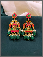 Multi Flower with Lakshmi Earring in Kundan - KE00448