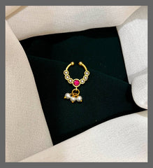 Beautiful Stone Septum Nose Ring in Kundan - NR0016