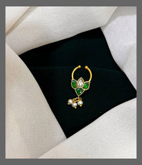Lotus Septum Nose Ring in Kundan - NR0020