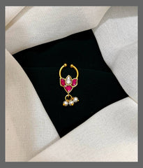 Lotus Septum Nose Ring in Kundan - NR0020
