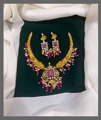 Antic Kante with White Pearl and Pink in Nakshi - NN00174
