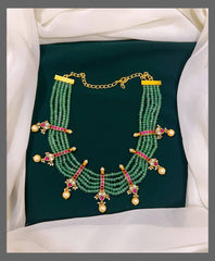 Emerald Pearl Necklace in Kundan -KN00270