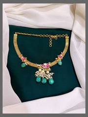 Parrot Pendent with Turkish Blue pearl in Nakshi - NN00186