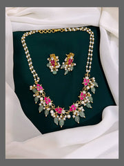 White Small Pearl with Ruby in Kundan - PB0016